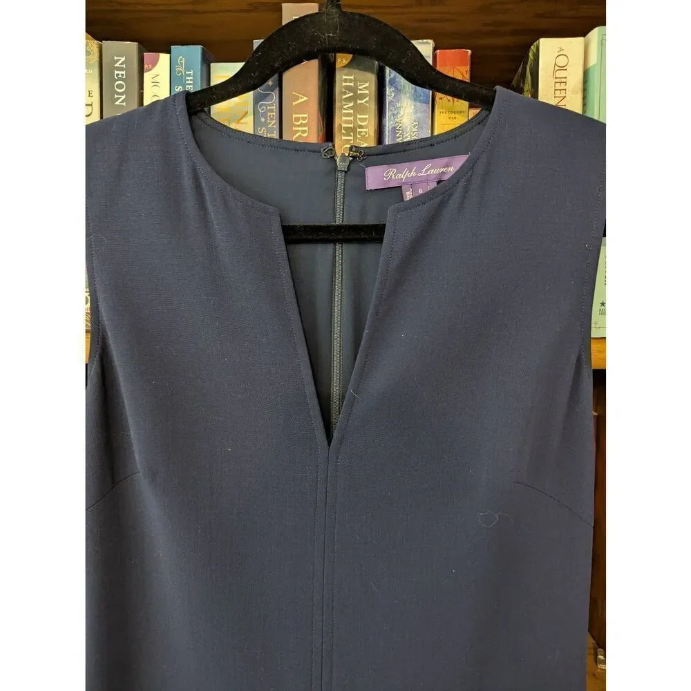 Ralph Lauren Women's Size 8 Purple Label Wool Blend Blue Romper Pants - Picture 3 of 7